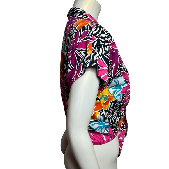 Michele Leslie Colorful Tropical Floral Button-Up Shirt - Size L - Picture 8 of 8